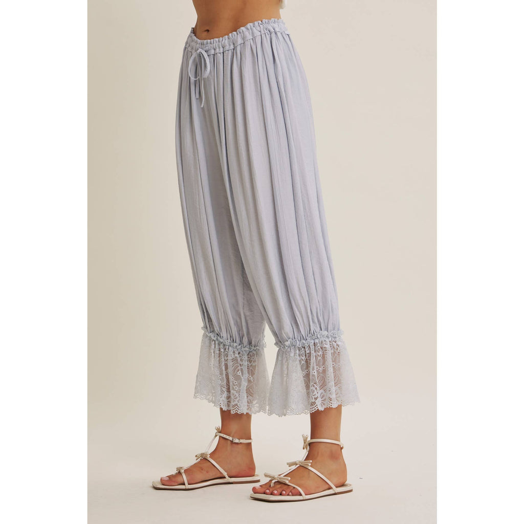 COTTAGE GARDEN CRINKLED LACE HEM LIGHTWEIGHT BLOOMPER PANTS