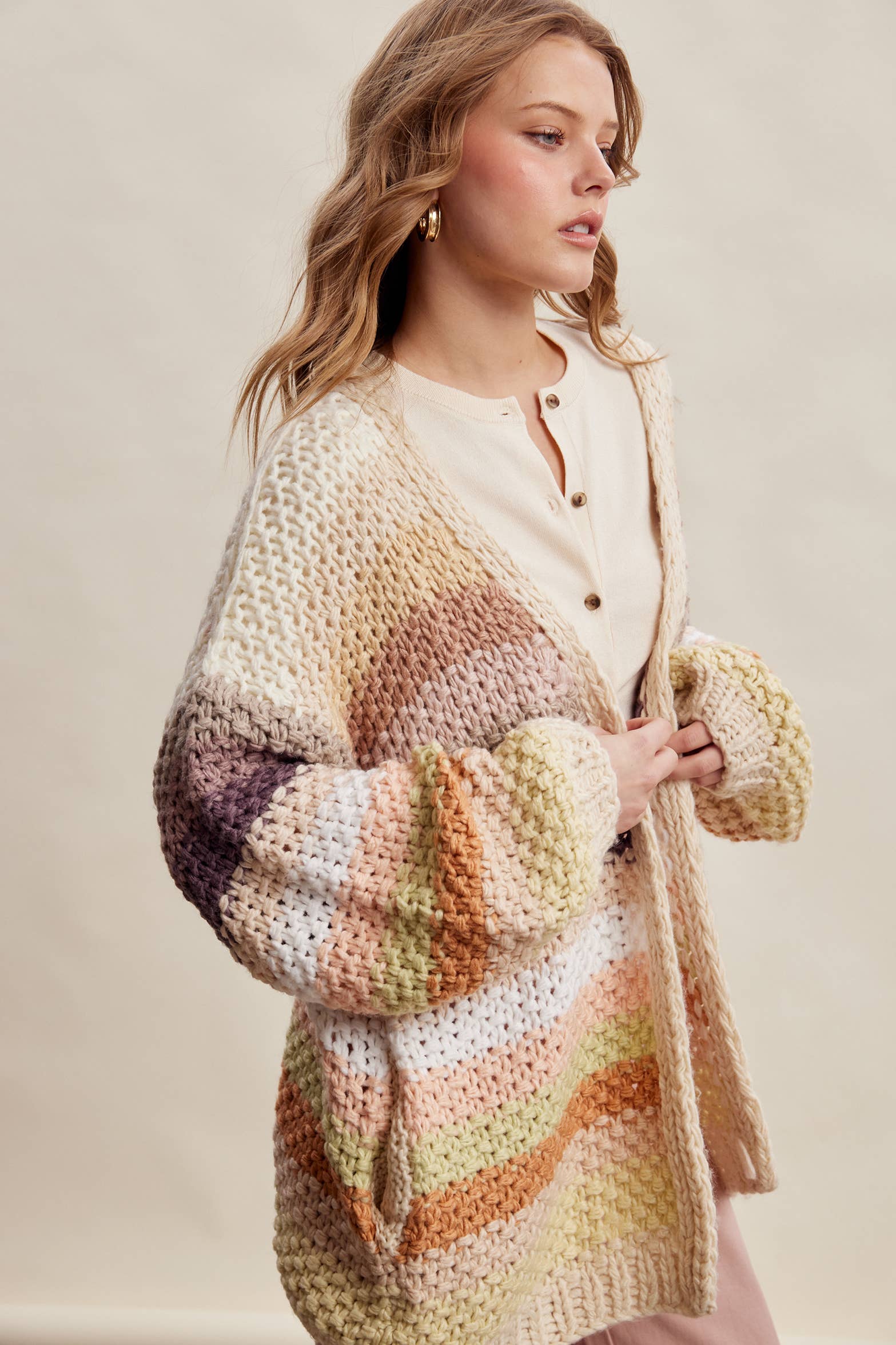 Rainbow Hand-Crochet Open Cardigan LSW0620